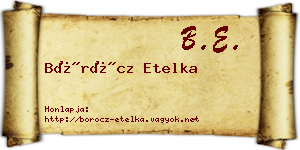Böröcz Etelka névjegykártya