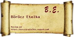 Böröcz Etelka névjegykártya